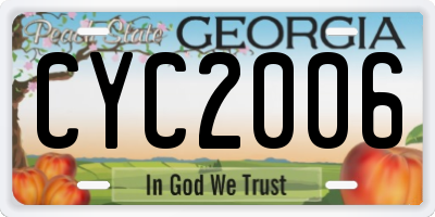 GA license plate CYC2006