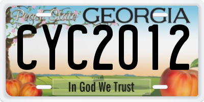 GA license plate CYC2012