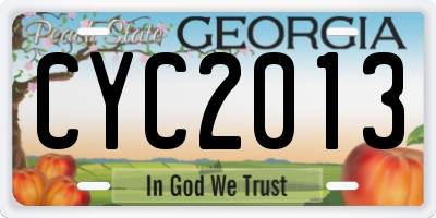 GA license plate CYC2013
