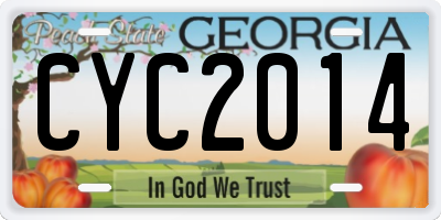 GA license plate CYC2014