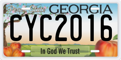 GA license plate CYC2016