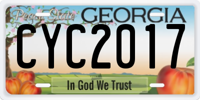 GA license plate CYC2017