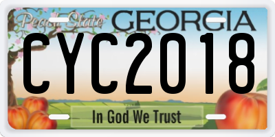 GA license plate CYC2018