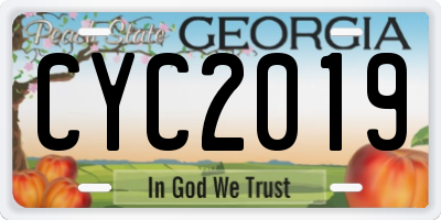 GA license plate CYC2019