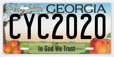 GA license plate CYC2020