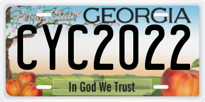 GA license plate CYC2022