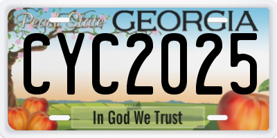 GA license plate CYC2025