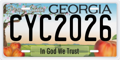 GA license plate CYC2026