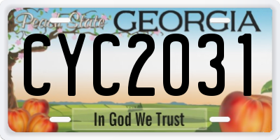 GA license plate CYC2031