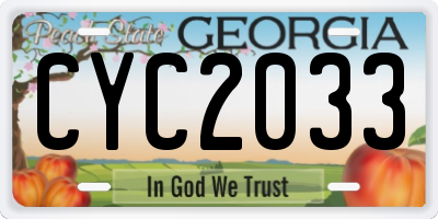 GA license plate CYC2033