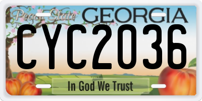 GA license plate CYC2036