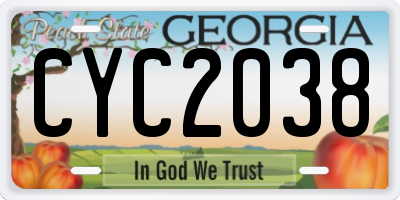 GA license plate CYC2038