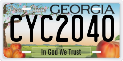 GA license plate CYC2040