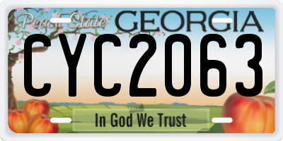 GA license plate CYC2063