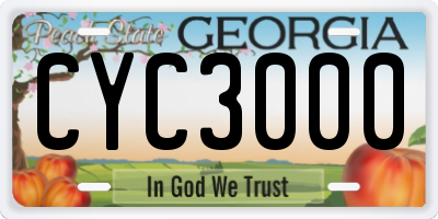 GA license plate CYC3000