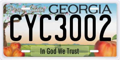 GA license plate CYC3002