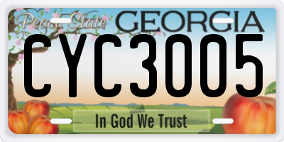 GA license plate CYC3005