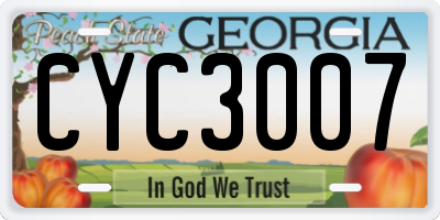 GA license plate CYC3007
