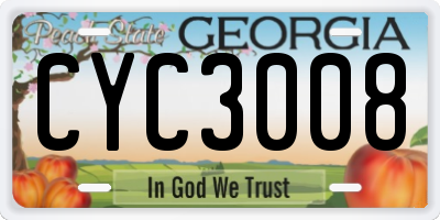 GA license plate CYC3008