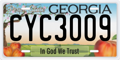 GA license plate CYC3009