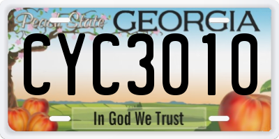 GA license plate CYC3010