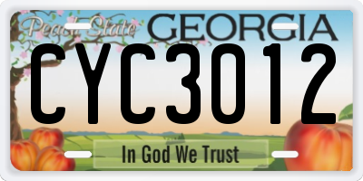 GA license plate CYC3012