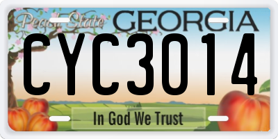 GA license plate CYC3014