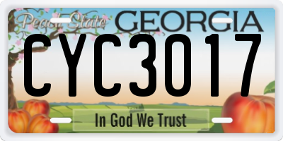GA license plate CYC3017