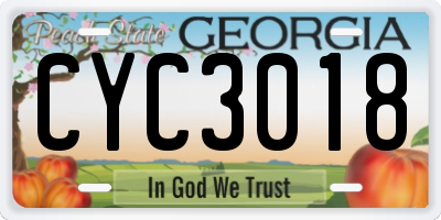GA license plate CYC3018