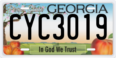 GA license plate CYC3019