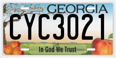 GA license plate CYC3021