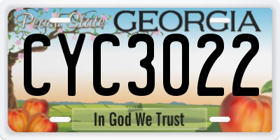 GA license plate CYC3022