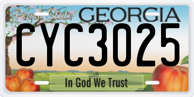GA license plate CYC3025
