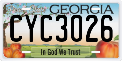 GA license plate CYC3026