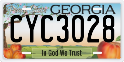 GA license plate CYC3028