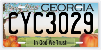 GA license plate CYC3029
