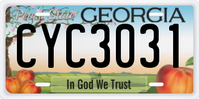 GA license plate CYC3031