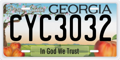 GA license plate CYC3032