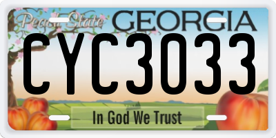 GA license plate CYC3033