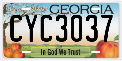 GA license plate CYC3037
