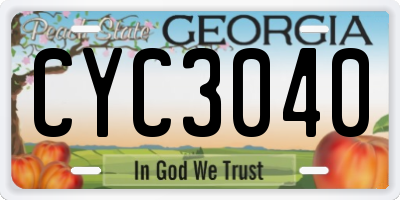 GA license plate CYC3040