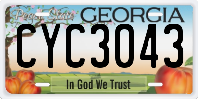 GA license plate CYC3043