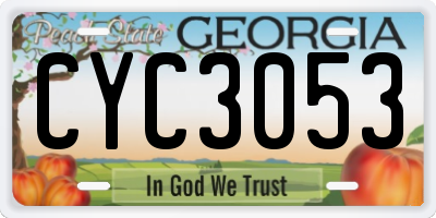 GA license plate CYC3053