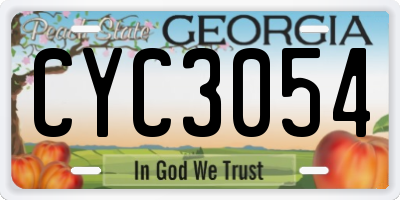 GA license plate CYC3054