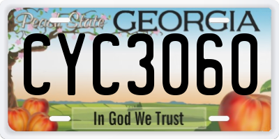GA license plate CYC3060