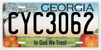 GA license plate CYC3062