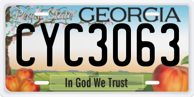 GA license plate CYC3063