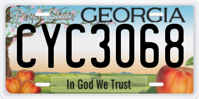 GA license plate CYC3068
