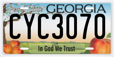 GA license plate CYC3070