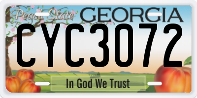 GA license plate CYC3072